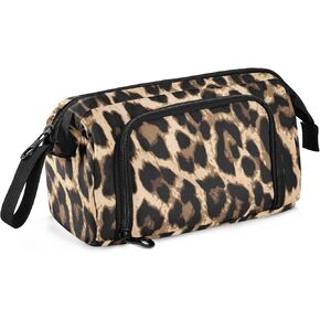 Bolaz Big Capacity Pencil Pen Case Pouch Bag School College Office Organizer for Teens Girls Adults Student-Brow-black Leopard Print