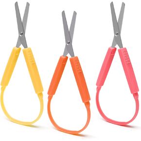 3Pcs Loop Scissors 7.8Inch, Windspeed Spring Scissors Mini Training Loop Scissors Loop Scissors Colorful Grip Scissors Loop Handle with Easy-Open Squeeze Handles for Special Needs and Elderly