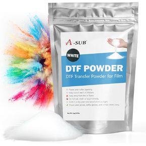 A-SUB DTF Powder, 35.3oz Coarse White DTF Transfer Powder, Hot Melt Adhesive DTF Powder for Sublimation, Work with DTF Transfer Film and DTF Printer for Digital Prints on Any Color and Material Fabric