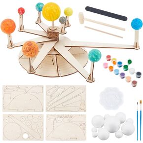 WEBEEDY 15 Pcs Solar System Model Foam Ball DIY Planet Model Kit Includes 6 Sizes Polystyrene Spheres Balls,12 Color Pigments,Painting Brushes,Bamboo Sticks