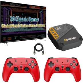 NEOCADE Retro Gaming Console, Built in 30 Classic Officially Licensed Games, Upgraded Plug & Play - TV Video Gaming Console, GlobalMatch Online Game Platform with Dual 2.4G Wireless Controllers in Kuwait