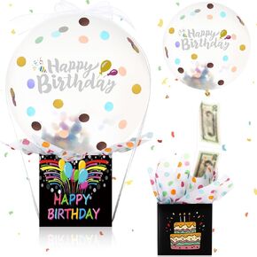 Birthday Cash Pull Box Balloon Money Pull Box for Cash Funny Pull Money Balloon Surprise Kit Gift Box Balloon Holder Birthday Christmas Surprise Gifts for Women Men Friend Family