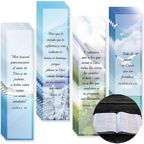 Spanish Christian Verses Bookmarks Books of The Bible Christian Bookmark 2x8 Inch-Landscape Book Marks 20 Pack