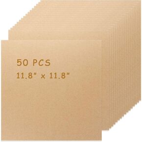 50PACK Cardboard 11.8x11.8 Inches/300x300mm, 1/8Inch Corrugated Cardboard Sheets, Brown Kraft Squares Cardboard Inserts for Crafts, Mailing, Packaging, D.I.Y. Project