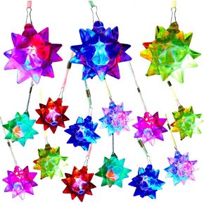 Sratte 24 Sets Flashing Crystal Star Necklaces, Cute Toy Jewelry with Light up Pendant, Princess Party Favors, Pretty Goodie Bag Fillers in Assorted Colors (Vibration Style)
