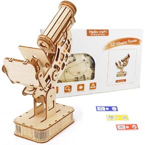 3D Wooden Puzzle for Kids Aged 7+, Wood Crafts Educational Microscope STEM Toy for Kids Age 7 8 9 10-12 13+, Brain Teaser Puzzle for Kids. (Microscope)