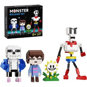 Classic Popular Games Action Figures Building Kit 4 in 1, Horror Game Blue and Red Skull Anime Character Building Toy Compatible with Lego, for Boys Grils Kids Age 6+ (592 PCS)