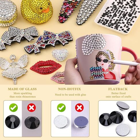 2500PCS SS10/2.8mm Crystal Rhinestones (Jet Black), Bedazzling Flatback Glass Rhinestones for Crafting DIY Nail Art Makeup Decoration, Gems Diomand Charms for Tumbler Shoes Clothing Mug in Saudi Arabia