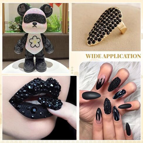 2500PCS SS10/2.8mm Crystal Rhinestones (Jet Black), Bedazzling Flatback Glass Rhinestones for Crafting DIY Nail Art Makeup Decoration, Gems Diomand Charms for Tumbler Shoes Clothing Mug in Saudi Arabia