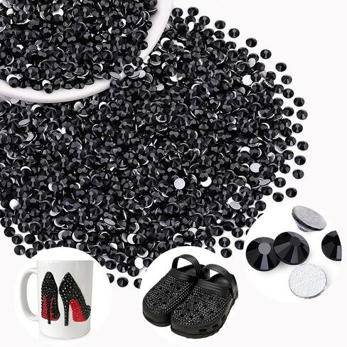 2500PCS SS10/2.8mm Crystal Rhinestones (Jet Black), Bedazzling Flatback Glass Rhinestones for Crafting DIY Nail Art Makeup Decoration, Gems Diomand Charms for Tumbler Shoes Clothing Mug in Saudi Arabia