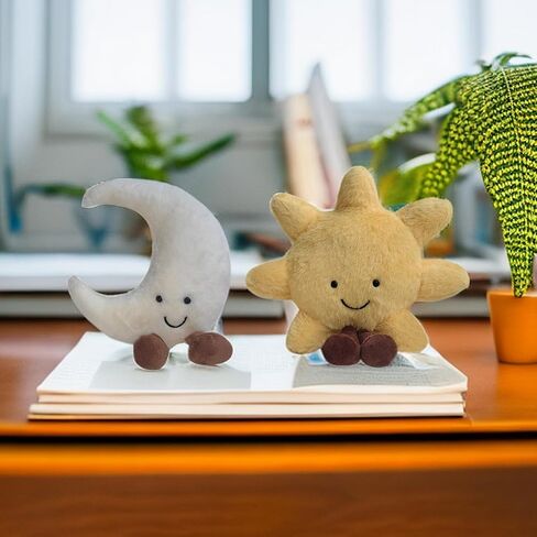 New Sun Plush Moon Plush Toy,Soft Bedside Sofa Pillows Stuffed Animal Plushie Doll Toys Room Decoration Gift for Kids Children (Sun+Moon), Yellow in Saudi Arabia