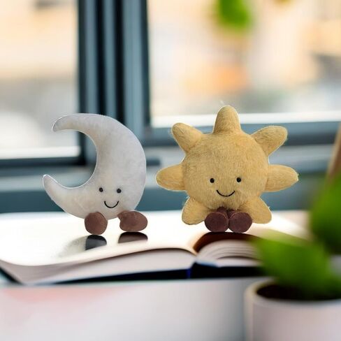 New Sun Plush Moon Plush Toy,Soft Bedside Sofa Pillows Stuffed Animal Plushie Doll Toys Room Decoration Gift for Kids Children (Sun+Moon), Yellow in Saudi Arabia