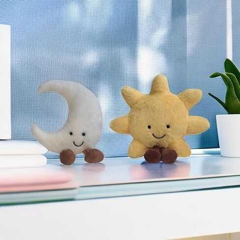 New Sun Plush Moon Plush Toy,Soft Bedside Sofa Pillows Stuffed Animal Plushie Doll Toys Room Decoration Gift for Kids Children (Sun+Moon), Yellow in Saudi Arabia
