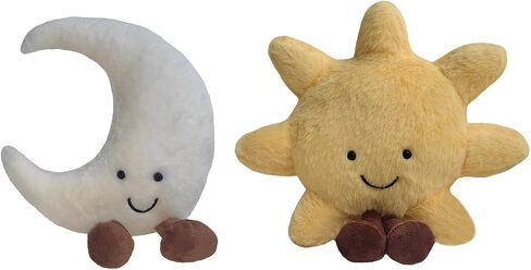 New Sun Plush Moon Plush Toy,Soft Bedside Sofa Pillows Stuffed Animal Plushie Doll Toys Room Decoration Gift for Kids Children (Sun+Moon), Yellow in Saudi Arabia