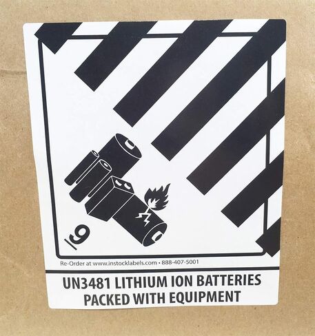 Lithium Ion Batteries Packed with Equipment UN 3481 Hazard 9 (Pre-Printed) Labels 4 x 4.75 Inch 500 Total Stickers on a Roll in Saudi Arabia
