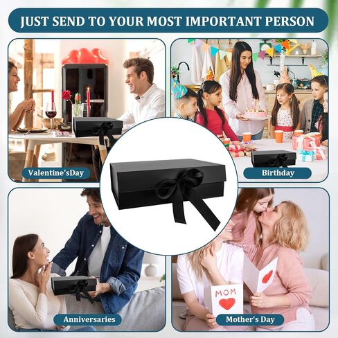 صندوق هدايا كبير من simarro مع أغطية للهدايا، صندوق هدايا وردي مقاس 10.3x7.3x3.1 بوصة، صندوق هدايا فاخر بإغلاق مغناطيسي مع شريط، يقدم علب هدايا التعبئة والتغليف لحفلات أعياد الميلاد وحفلات الزفاف (وردي) in Kuwait