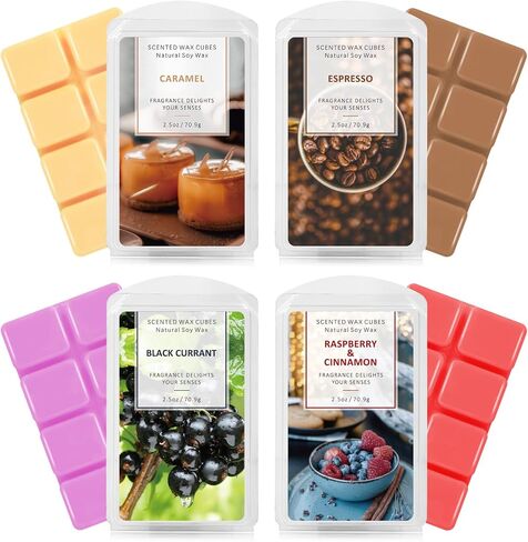 SCENTORINI Wax Melts Wax Cubes, Scented Wax Melts Summer Wax Melts Soy Wax Melts Natural Candle Wax Cubes for Wax Warmer 4 Pack- Ocean Breeze, Vanilla Coconut, Cinnamon, Lavender in Saudi Arabia