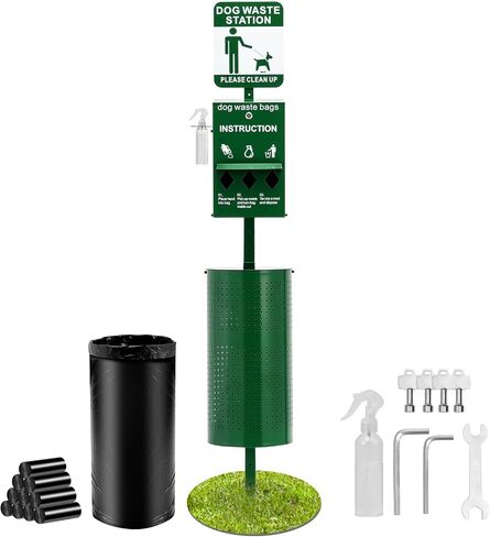 VEVOR Dog Waste Station with Hand Wash Bottle, 11.5 Gallons Pet Waste Bin with 50 Can Liners, Bag Dispenser & 600 Waste Bags, Outdoor Dog Waste Disposal System for Backyard in Saudi Arabia