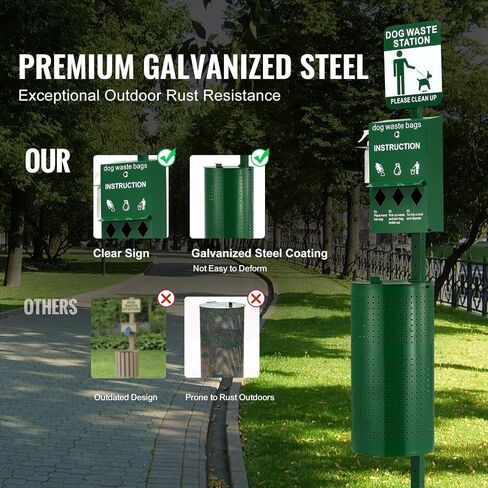 VEVOR Dog Waste Station with Hand Wash Bottle, 11.5 Gallons Pet Waste Bin with 50 Can Liners, Bag Dispenser & 600 Waste Bags, Outdoor Dog Waste Disposal System for Backyard in Saudi Arabia
