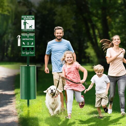 VEVOR Dog Waste Station with Hand Wash Bottle, 11.5 Gallons Pet Waste Bin with 50 Can Liners, Bag Dispenser & 600 Waste Bags, Outdoor Dog Waste Disposal System for Backyard in Saudi Arabia