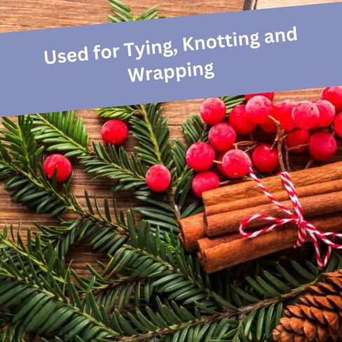 Red & White Twine, Christmas Twine String, 200 Feet Cotton Baker's Twine Cotton Cord Crafts Gift Twine String for Crafts, Gift Wrapping, Party, Baking & Holiday, Wired Heavy Natural Cotton in Saudi Arabia