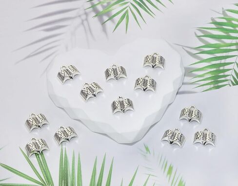 Small Book Charms Metal Vintage Open Book Pendant Charm Bead for Bracelet Earring Necklace Keychain Jewelry Making Cards Tags Book Lovers Crafting Supplies, 50PCS in Saudi Arabia