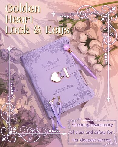 hi! SCI Diary with Lock and Keys for Girls & Women, 360 Pages Journal with Lock for Girls Gift Ideas, Girls Locking Diary with Pen, Cute Journals Set for Teen Girls Ages 8-12, Ideal Gifts for 8 9 10 11 12 13 14 Year Old Girl (Lavender Purple) in Kuwait