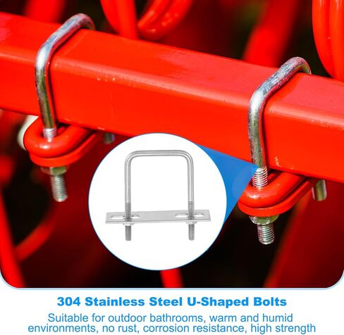 PATIKIL M8x30x60mm Square U-Bolts Kit, 4Set 304 Stainless Steel Square U Shaped Bolts Replacement Parts with Frame Plates and Nuts for Ski Board Sailboat Trailer in Saudi Arabia