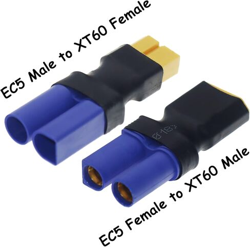 4pcs RC Battery Connector, No Wires XT60 to EC5 Adapter Conversion, XT60 to EC5 Connector for RC Cars Truck Airplane ESC Balance Charger Motor Controller in Kuwait