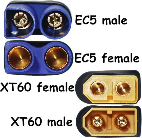 4pcs RC Battery Connector, No Wires XT60 to EC5 Adapter Conversion, XT60 to EC5 Connector for RC Cars Truck Airplane ESC Balance Charger Motor Controller in Kuwait