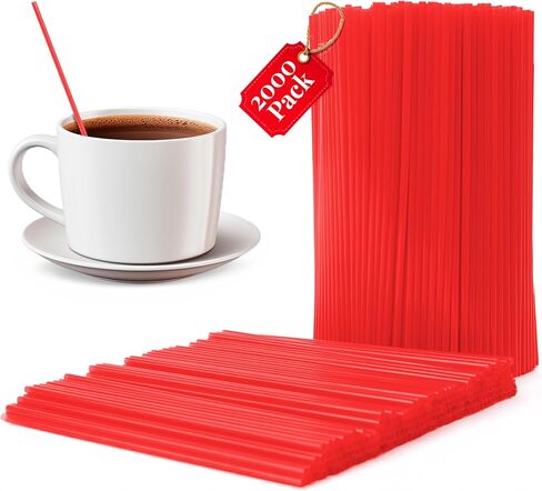 Prestee Plastic Coffee Stirrers, 4000ct, 5.5" - Plastic Coffee Straws, Coffee and Drink Stir Sticks, Cocktail Swizzle Sticks, Disposable Stir Sticks, Drinking Straws for Coffee & Cocktails (Black) in Saudi Arabia