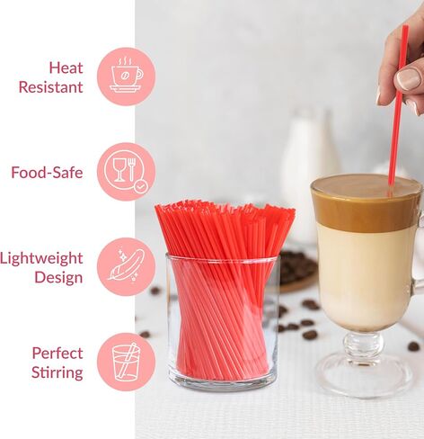 Prestee Plastic Coffee Stirrers, 4000ct, 5.5" - Plastic Coffee Straws, Coffee and Drink Stir Sticks, Cocktail Swizzle Sticks, Disposable Stir Sticks, Drinking Straws for Coffee & Cocktails (Black) in Saudi Arabia