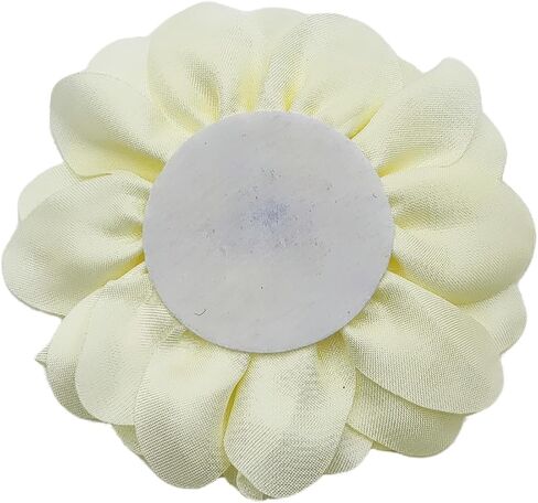 5pcs White Chiffon Lace Fabric Flowers Flat Back Rhinestone Applique Bows for DIY Sewing Craft Party Decoration Hair Clips Accessories Supplies - 3.1" Inch in Kuwait