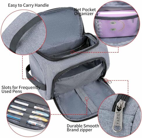 XQXA Large Capacity Pencil Case Organizer, Multifunctional Extra Big Pencil Pouch with Compartmens, Travel Simple Stationery Pen Bag, Fabric Pencil Bag for Men Women Girl Boy (Grey) in Saudi Arabia