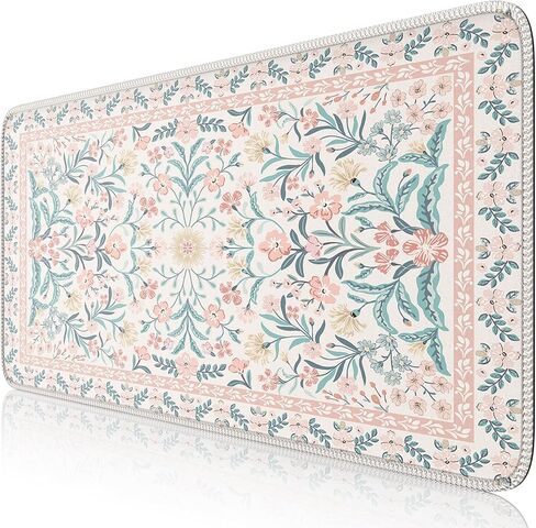 iCasso Pink Desk Mat, Desk Pad, Computer Mats for Desktop, Desk Matt, XXL Large Mouse Pad for Desk, Anti-Slip Big Mousepad with Stitched Edges, Keyboard Pad Mouse Mat for Computer(Pink Floral) in Kuwait