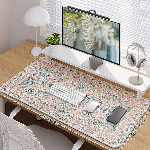 iCasso Pink Desk Mat, Desk Pad, Computer Mats for Desktop, Desk Matt, XXL Large Mouse Pad for Desk, Anti-Slip Big Mousepad with Stitched Edges, Keyboard Pad Mouse Mat for Computer(Pink Floral) in Kuwait