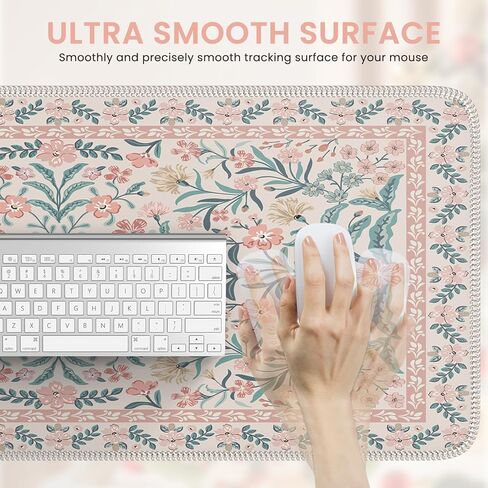 iCasso Pink Desk Mat, Desk Pad, Computer Mats for Desktop, Desk Matt, XXL Large Mouse Pad for Desk, Anti-Slip Big Mousepad with Stitched Edges, Keyboard Pad Mouse Mat for Computer(Pink Floral) in Kuwait