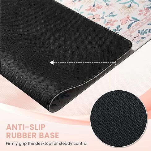 iCasso Pink Desk Mat, Desk Pad, Computer Mats for Desktop, Desk Matt, XXL Large Mouse Pad for Desk, Anti-Slip Big Mousepad with Stitched Edges, Keyboard Pad Mouse Mat for Computer(Pink Floral) in Kuwait