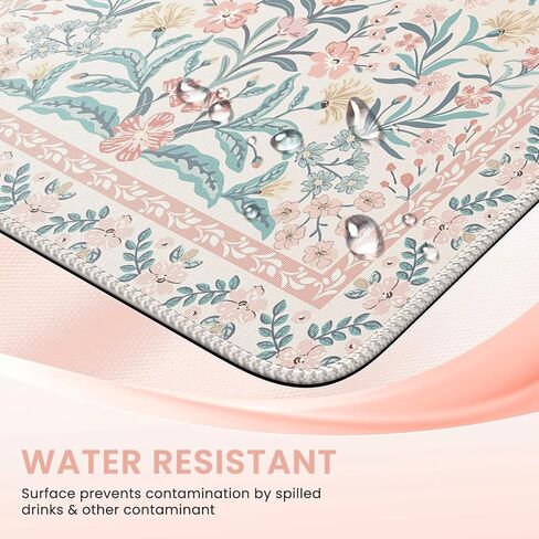 iCasso Pink Desk Mat, Desk Pad, Computer Mats for Desktop, Desk Matt, XXL Large Mouse Pad for Desk, Anti-Slip Big Mousepad with Stitched Edges, Keyboard Pad Mouse Mat for Computer(Pink Floral) in Kuwait
