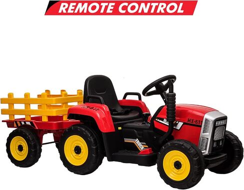 12V Kids Ride On Car Electric Tractor with Trailer for Toddlers Ride On Toy with Remote Control, 2+1 Gear Shift, EVA Treaded Tires, LED Headlights, Music, Green in Saudi Arabia