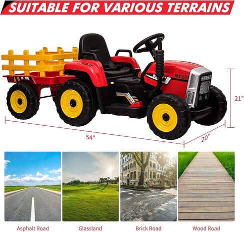 12V Kids Ride On Car Electric Tractor with Trailer for Toddlers Ride On Toy with Remote Control, 2+1 Gear Shift, EVA Treaded Tires, LED Headlights, Music, Green in Saudi Arabia