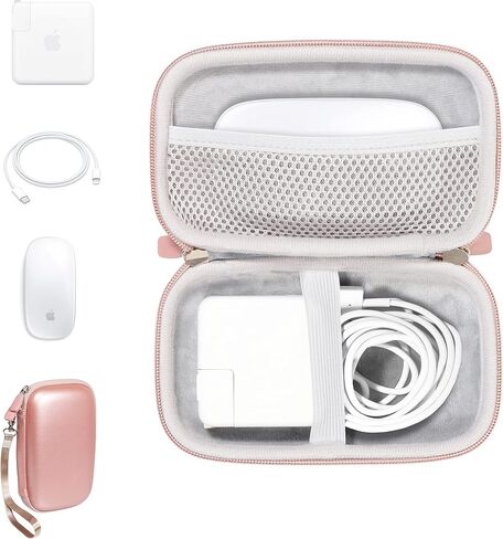 حافظة Alltravel الكل في واحد لملحقات MacBook، MacBook Pro، شاحن هوائي 45W/60W/100W، MagSafe 1/2، Magic Mouse 1/2، سلك Lightning، محور USB، محور Type C (ذهبي وردي) in Kuwait