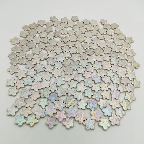 1.1lb Flower Ceramic Mosaic Tiles for Crafts Bulk, Iridescent Floral Mosaic Tiles Supplies,Stained Porcelain Mosaic Pieces for Artwork,Garden Kit Decor (White) in Saudi Arabia