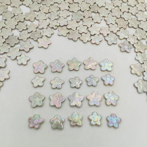 1.1lb Flower Ceramic Mosaic Tiles for Crafts Bulk, Iridescent Floral Mosaic Tiles Supplies,Stained Porcelain Mosaic Pieces for Artwork,Garden Kit Decor (White) in Saudi Arabia