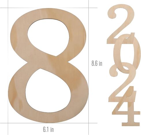 Wooden Numbers 8inch 0-9,for handicrafts, DIY Combinations are Possible, Paintable Home Wall Decor 0-9 Number for Wall Decor/DIY/Painted in Saudi Arabia