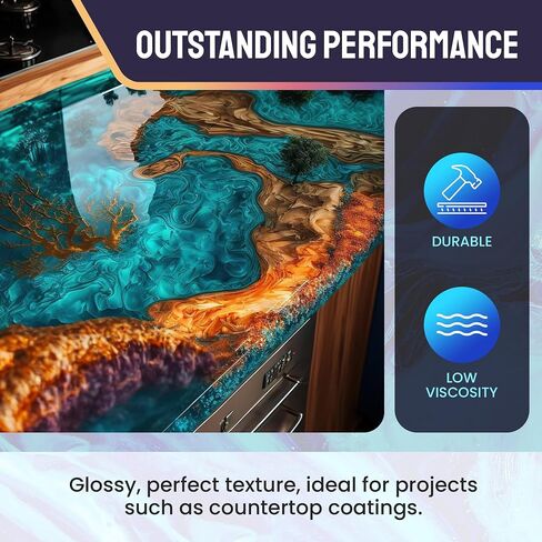 Dave & Diana Crystal Clear Epoxy Resin 32oz – Includes 32oz Each of Resin A and Hardener B, Anti-Yellowing, Wear-Resistant, High Gloss, No-Bubble Casting for Crafts, Jewelry, Woodwork, and Molds in Saudi Arabia