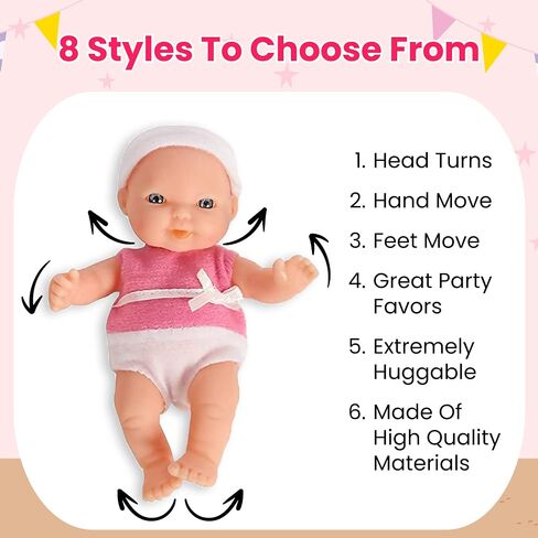 Mommy & Me Baby Doll Set, Mini Baby Dolls, Collection of 8 Assorted 5 Inch Dolls in Colorful Outfits and Matching Accessories Small Baby Dolls for Girls Toddlers and Kids in Saudi Arabia