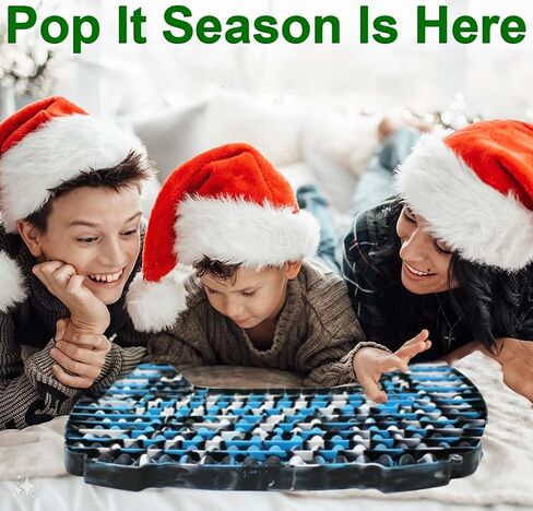 KINIA Huge 100 Pop it Fidget Toys Large Controller Sensory Fidgets Toy w Keychain - Patent Pending - Controller Shaped Pop It Toy for Kids Children Adults (100 Pop It, Controller Black Blue White) in Saudi Arabia