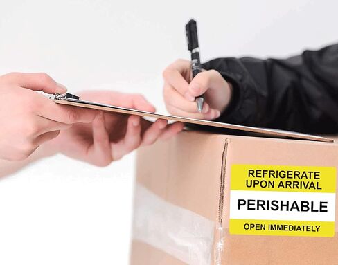 Yellow Self Adhesive Warning Shipping Mailing Labels/Stickers - "PERISHABLE REFRIGERATE Upon Arrival Open Immediately" for Shipping and Packing, 3" Length x 2" Width, Black on Green 250pcs in Saudi Arabia