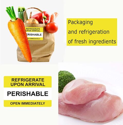 Yellow Self Adhesive Warning Shipping Mailing Labels/Stickers - "PERISHABLE REFRIGERATE Upon Arrival Open Immediately" for Shipping and Packing, 3" Length x 2" Width, Black on Green 250pcs in Saudi Arabia
